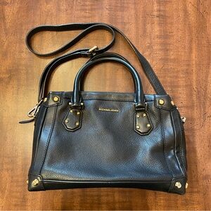 Michael Kors handbag, black leather with gold trim
